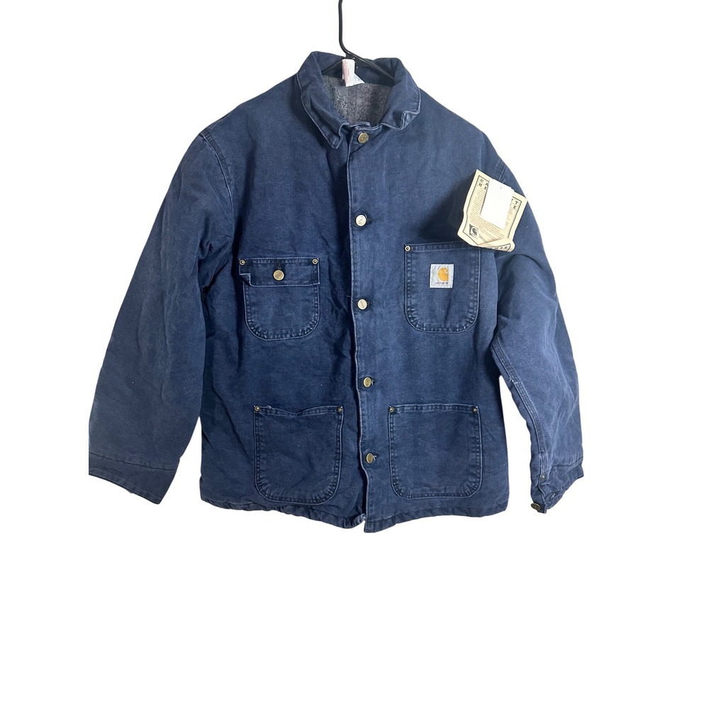 VTG 1994 Carhartt Blanket Lined Chore Coat CB183 Navy Blue Made in USA NWT L
